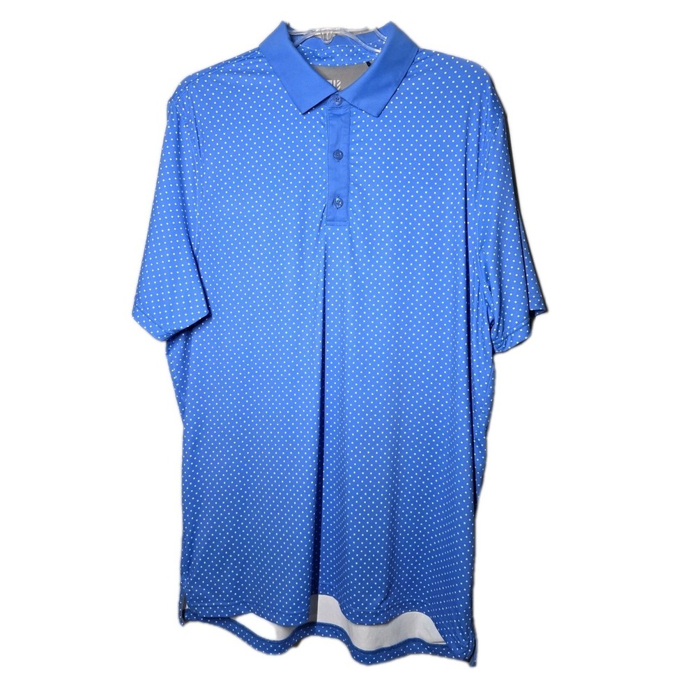 Graham Luxe Performance Golf Polo‎ Men's Large Blue Geometric Print
